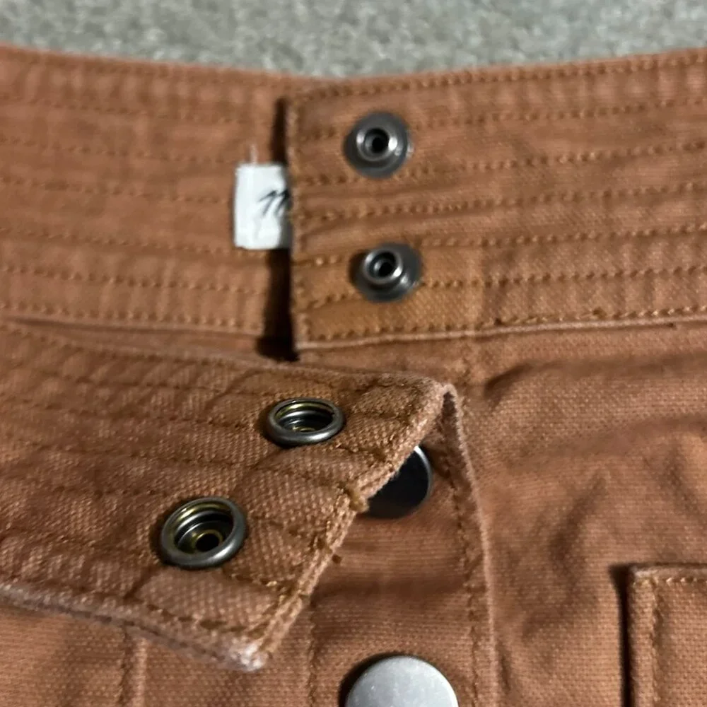 Madewell Rusty Brown Snap Front A-Line Raw Hem Mini Skirt Women's Size 00‎